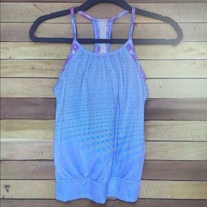 ivivva Lululemon Layer Athletic Tank Top Girls 10 Gray Purple Racerback Workout